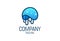 Blue abstract jellyfish cartoon logo design