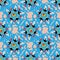 blue abstract joyful floral seamless vector pattern