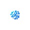 Blue abstract water drop icon. Molecular compound, chemical reaction. Abstract shape, Isolated logo, unusual sillhoutte