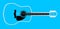 Blue Acoustic Guitar Over Blue Background