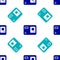 Blue Action extreme camera icon isolated seamless pattern on white background. Video camera equipment for filming