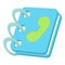 Blue address book icon, cartoon style