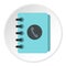 Blue address book icon circle