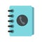 Blue address book icon, flat style