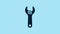 Blue Adjustable wrench icon isolated on blue background. 4K Video motion graphic animation