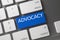 Blue Advocacy Button on Keyboard.