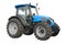 Blue agricultural tractor, side view