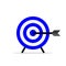 Blue aim, arrow, Idea concept, perfect hit, winner, target goal icon. Success abstract pin logo