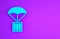 Blue Airdrop box icon isolated on purple background. Minimalism concept. 3d illustration 3D render