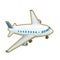 Blue airplane, aeroplane vehicle for travel flight and transportation isometric cartoon icon raster 3D illustration