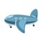 Blue airplane icon, cartoon style