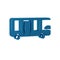 Blue Airport bus icon isolated on transparent background.