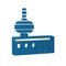 Blue Airport control tower icon isolated on transparent background.