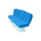 Blue airport seats icon, cartoon style