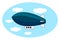 Blue airship in the sky, illustration, vector