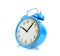 Blue alarm clock isolated on white background