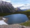 Blue Alberta Lake Annette Vertical Panoramic Landscape Aerial View Banff National Park Canadian Rockies