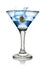 Blue alcohol cocktail with splash