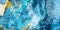 Blue alcohol ink, swirl pattern, turquoise paint, fluid art, kintsugi style. Liquid marble, stained background, aqua texture. Sea