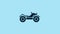 Blue All Terrain Vehicle or ATV motorcycle icon isolated on blue background. Quad bike. Extreme sport. 4K Video motion