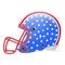 Blue American Football Helmet With Stars Side View. American Flag Isolated On A White Background. Vector Illustration.