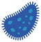 Blue amoeba icon. Flat bacteria. Biology symbol