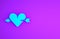 Blue Amour symbol with heart and arrow icon isolated on purple background. Love sign. Valentines symbol. Minimalism