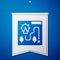 Blue Amusement park map icon isolated on blue background. Entertainment in vacation. White pennant template. Vector