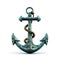 Blue anchor, ship anchor isolated