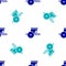 Blue Ancient Greece chariot icon isolated seamless pattern on white background. Vector