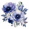 Blue Anemones Watercolor Flower Clipart With Powerful Symbolism
