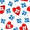 Blue angel of love with heart seamless pattern