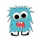 Blue angry hairy monster cartoon