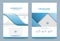 Blue Annual report brochure flyer design template vector wave strips style