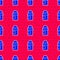 Blue Antiperspirant deodorant roll icon isolated seamless pattern on red background. Cosmetic for body hygiene. Vector