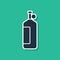 Blue Aqualung icon isolated on green background. Oxygen tank for diver. Diving equipment. Extreme sport. Diving