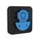 Blue Aqualung icon isolated on transparent background. Diving helmet. Diving underwater equipment. Black square button.