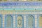 Blue Arabic mosaic tiles and details on the Dome of the Rock,