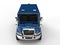 Blue armored transport truck - top down front view