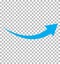 Blue arrow icon on transparent background. flat style. arrow logo concept. arrow icon for your web site design, logo, app, UI.