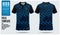 Blue Arrow Polo shirt sport template design for soccer jersey, football kit or sportwear. Sport uniform in front view and back.
