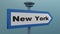 Blue arrow street sign NEW YORK - 3D rendering illustration