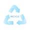 Blue arrows recycle eco symbol. Blue gradient. Recycled sign. Cycle recycled icon. Recycled materials symbol