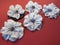 Blue artificial fabric flowers