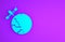 Blue Artificial satellites orbiting the planet Earth in outer space icon isolated on purple background. Communication, navigation