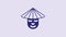 Blue Asian or Chinese conical straw hat icon isolated on purple background. Chinese man. 4K Video motion graphic