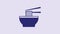 Blue Asian noodles in bowl and chopsticks icon isolated on purple background. Street fast food. Korean, Japanese