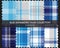 Blue Asymmetric Plaid Seamless Pattern Collection