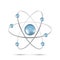 blue atom molecule isolated on white background