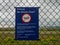 Blue Attention No-Drone-Zone Sign at Fence in Front of Fraport Frankfurt Airport, Germany